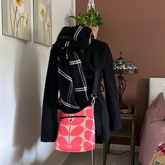 Orla Kiely Handbags - Orla Kiely Cotton Coated Cross Body Stem Pattern Bag Neon Pink NWT